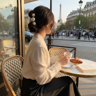 Pince à cheveux Perles Nacrées – chignon café parisien