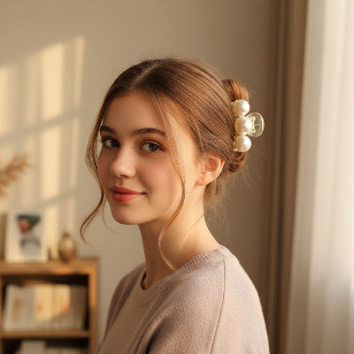Pince à cheveux Perles Nacrées – chignon quotidien 