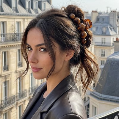 Pince à cheveux Perles de Bois – chignon décontracté Paris