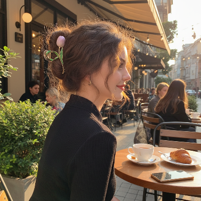 Pince à cheveux Tulipe Élégante – coffure cafe terrasse 
