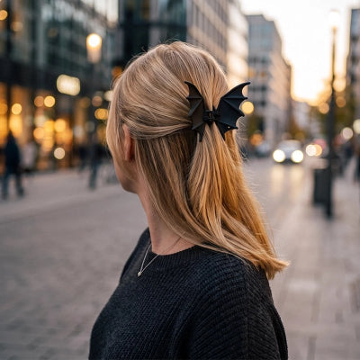 Pince pour cheveux Chauve-souris  demi-queue blonde en ville