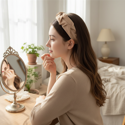 Routine matinale Serre-tête tressé femme Élégant beige