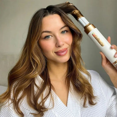 Sèche-cheveux AirGlam Pro 7-en-1 - embout rotatif ondulations naturelles