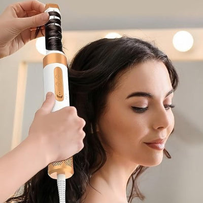 Sèche-cheveux AirGlam Pro 7-en-1 - peigne chauffant lissage 