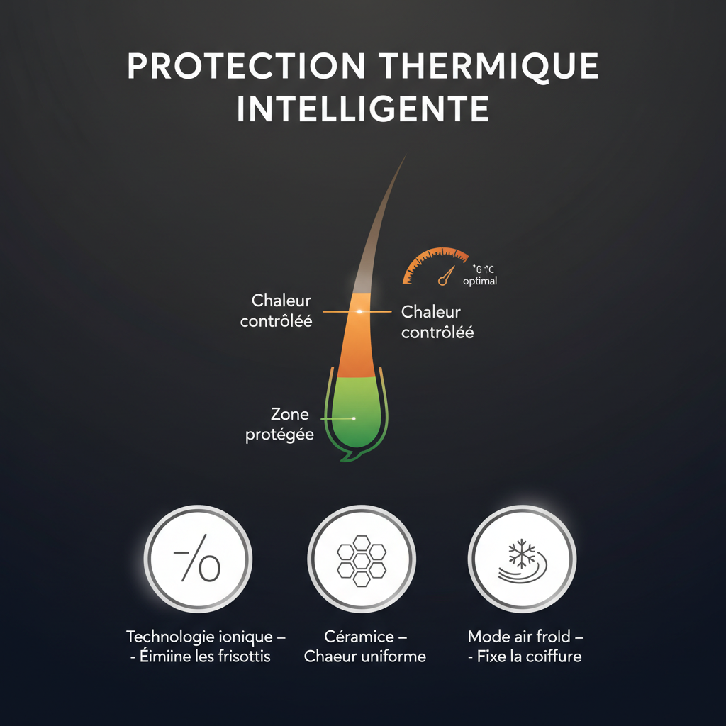 Seche cheveux ionique ShineFast Protection thermique intelligente technologie ionique
