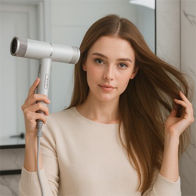  Sèche cheveux ionique ShineFast blanc Séchage cheveux longs lissest brillants