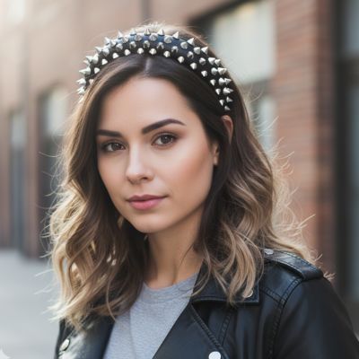 Serre-tête RivetChic noir argentés femme