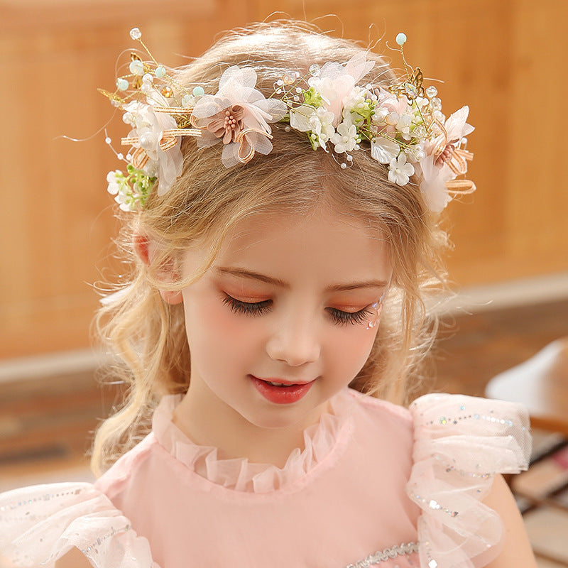 Serre-tête floral avec perles artificielles ajustable enfant adolescente 