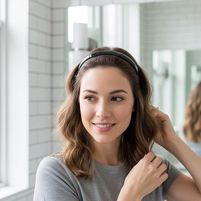 Serre tete translucide tendance en résine avec dents antidérapantes 