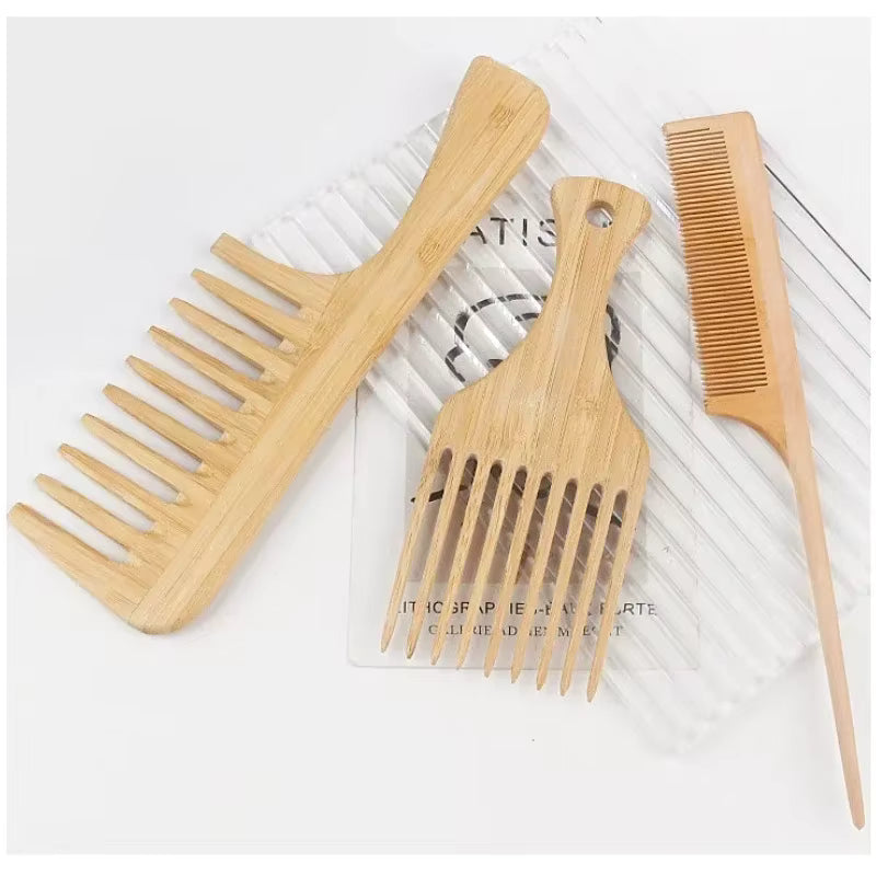 Set 3 peignes bambou Harmonie démêlage anti-statique