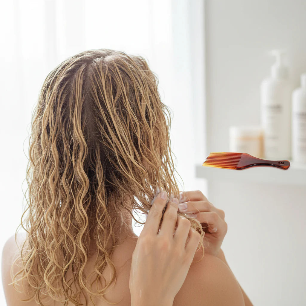 Traitement Cheveux textures humides utilisation idéale Peigne Afro SoftGrip 