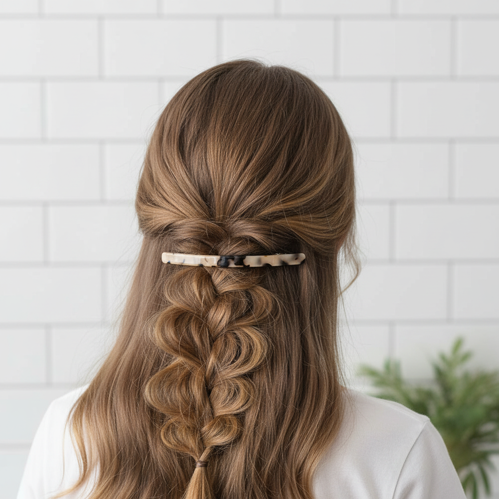 confort coiffure tresse française Barrette a cheveux Léopard vintage 