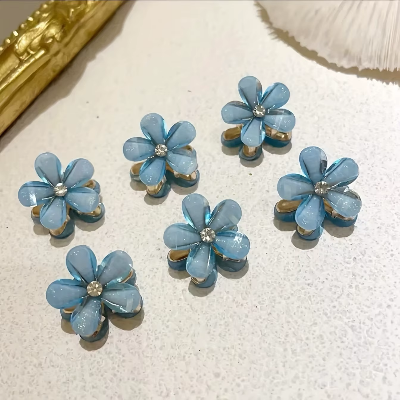 Mini pinces à cheveux fleurs bleues