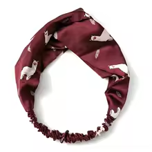 Bandeau cheveux femme bordeaux imprimé lamas noué bohème