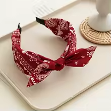 Serre-tête bandeau femme paisley bordeaux nœud