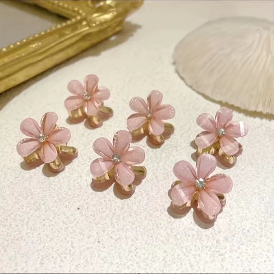 Mini pinces à cheveux fleurs roses