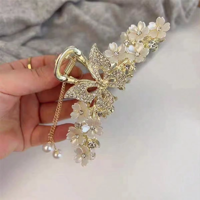 Pince à cheveux - Papillon Fleuri Strass™