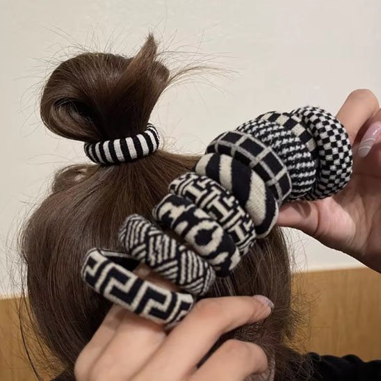 Elastique cheveux Monochrome Anti-casse design géométrique