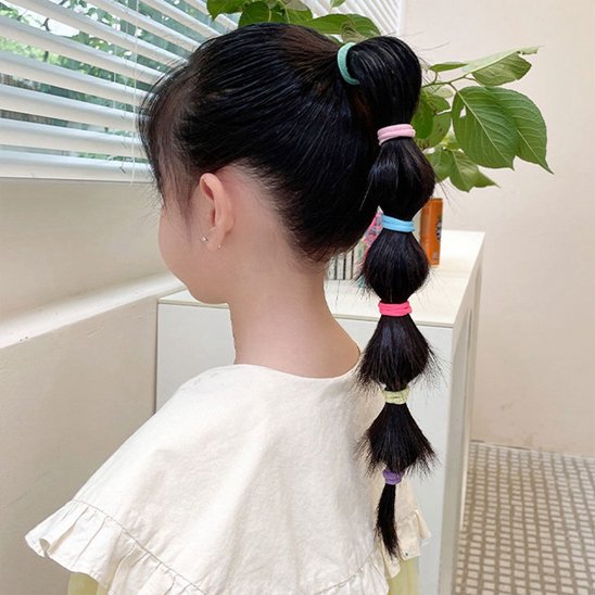 queue de cheval Élastiques cheveux Colorés Sans Dommage multicolore 2 cm