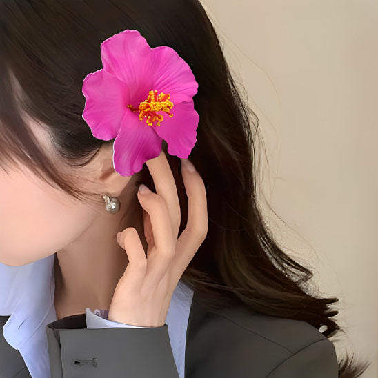 sans effort coiffure soignee pince à cheveux fleur hibiscus